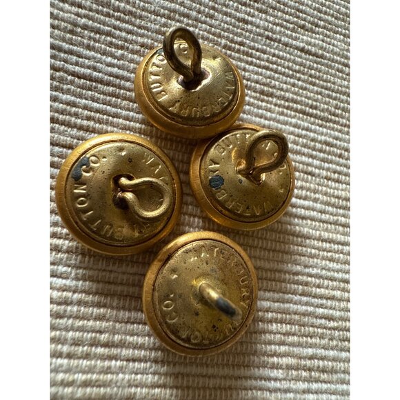 Vintage U.S. Military Brass Eagle Buttons By Waterbury Button Co. Set Of 4 - Picture 7 of 10